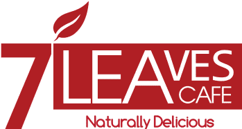 7 Leaves Cafe logo with minimalist leaf design