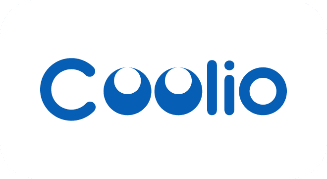 Coolio logo with blue letters on a white background.