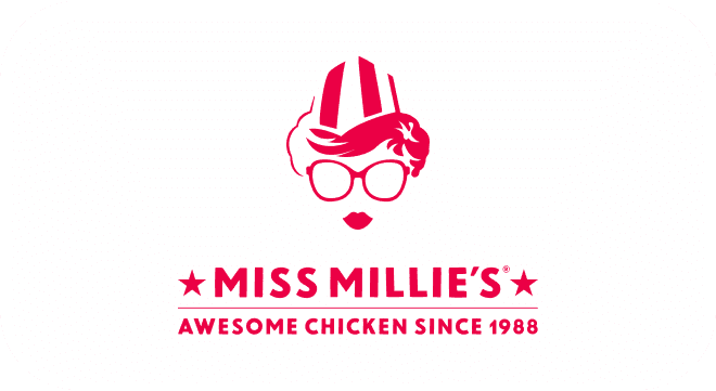 Miss Millies logo with red text and an icon