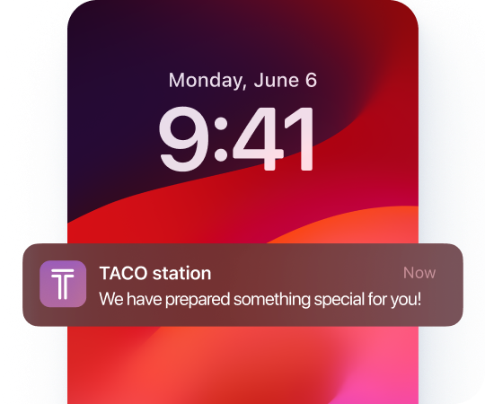 Restaurant mobile app with push notifications